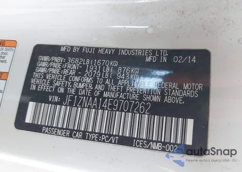 2014 Scion Fr-S Monogram из США, поврежденный, VIN JF1ZNAA14E9707262